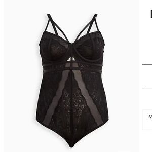 STRAPPY UNDERWIRE BODYSUIT - LACE & MESH RHINESTONES